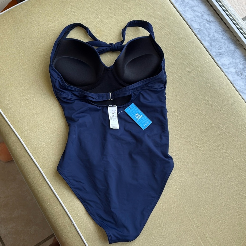 NWT! Cupshe Navy Blue Halter One-Piece Swimsuit - Picture 2 of 6